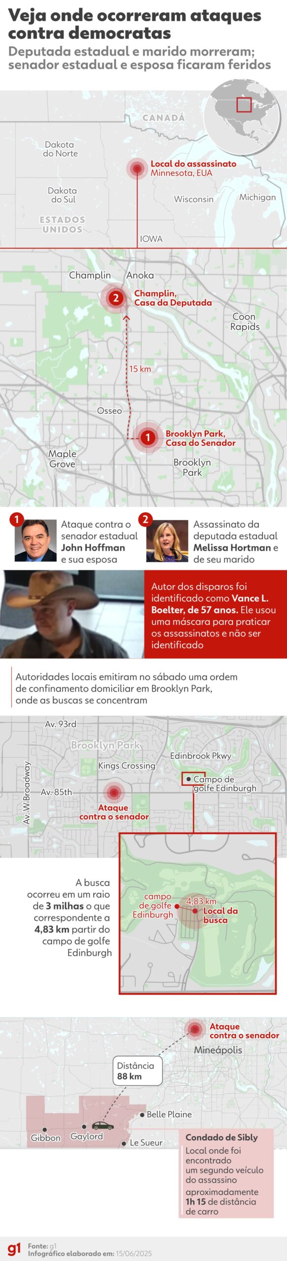 Suspeito de matar deputada e balear senador estadual dos EUA é preso pela polícia, diz imprensa