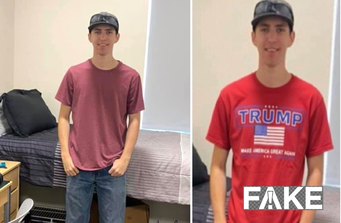 É #FAKE foto que mostra Tyler Robinson, acusado pela morte de Charlie Kirk, usando camiseta com nome de Trump e inscrição ‘Maga’