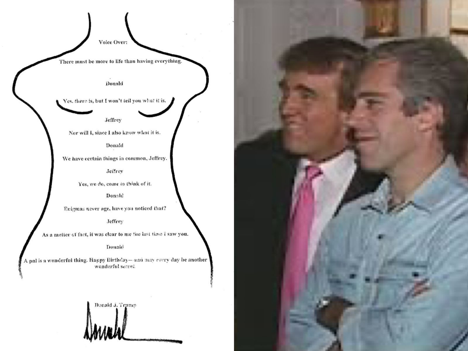 Trump nega ter enviado carta a Epstein com desenho de mulher nua: ‘Não é minha assinatura’