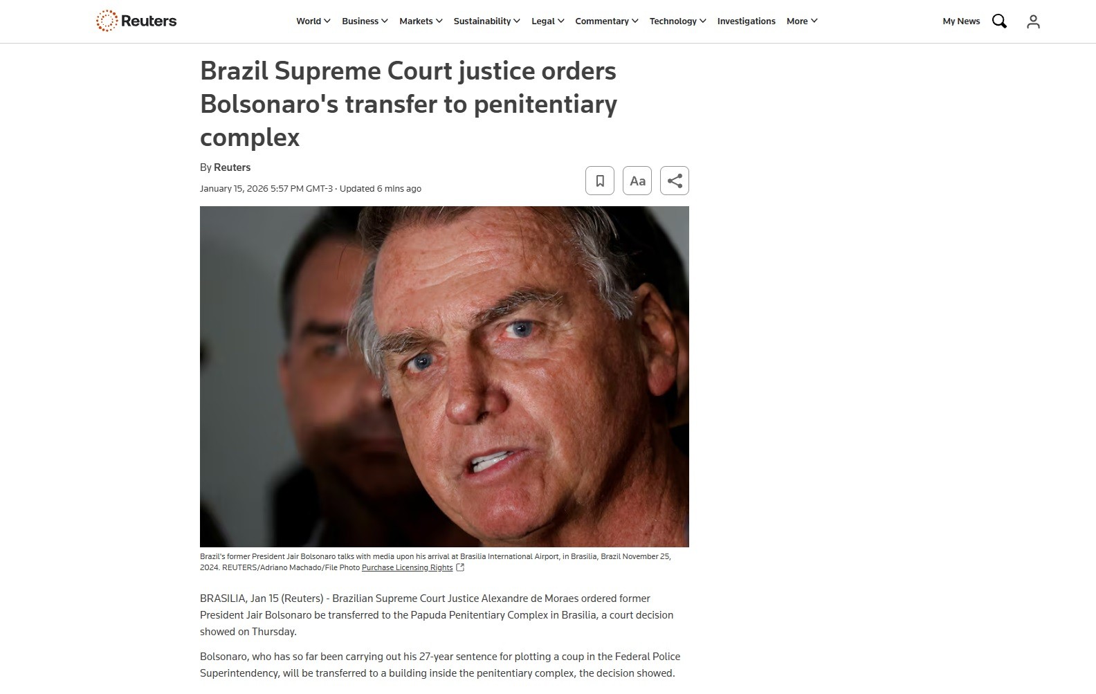 Moraes manda Bolsonaro para o Complexo da Papuda: veja a repercussão internacional